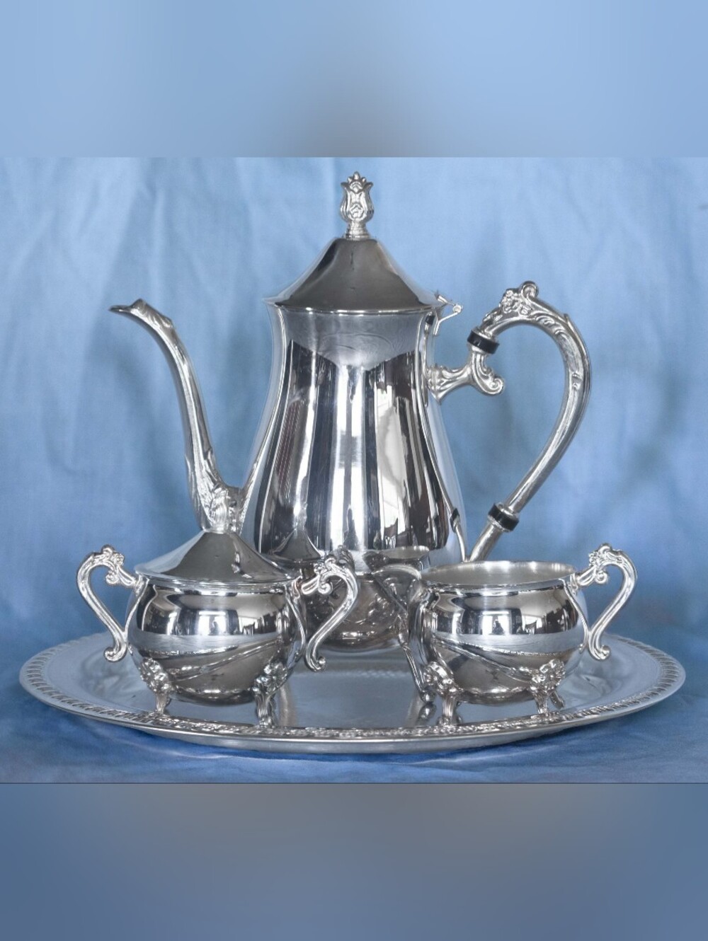 Leonard Silver Mfg Co. Victorian Style Coffee Set. Vintage! Made In USA